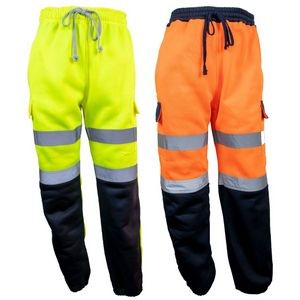 High Visibility Color Block Safety Sweatpants Class E Reflective Tape Joggers