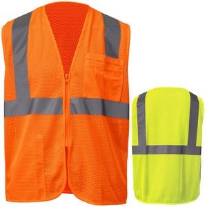 3.8 Oz. Polyester Class 2 Reflective Tape Safety Vest With Pocket