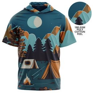 Youth 180G Poly-Cotton Sublimated short sleeve hooded T-shirt