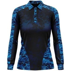 Mossy Oak® Women's 4.4 Oz. Polyester Interlock Long Sleeve Polo Shirt, UPF 50+