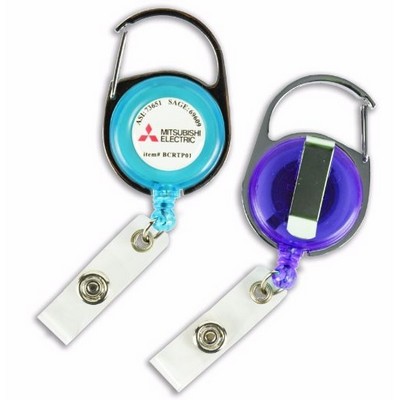 Transparent Retractable Carabiner Badge Reel w/ Belt Clip