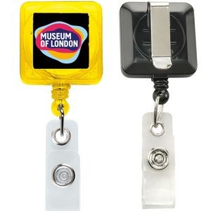 Transparent Square Badge Reel w/ Belt Clip