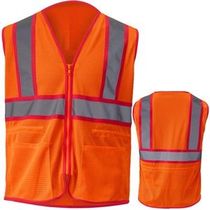 Lady Class 2 Reflective Tape Safety Vest with 2 Pockets & Adjustable Waist