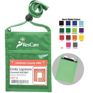 Green Economy One Pocket Event Neck wallet w/Printed 3/8" Lanyard