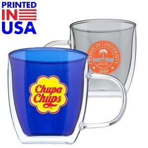 10 oz. Double Wall Glass Coffee Mug w/ Custom Logo Mugs