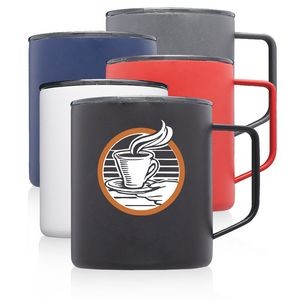 13.5 Oz Double Wall Color Coated Travel Mugs W/ Handles