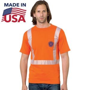USA-Made Class 2 Segmented 100% Cotton Safety T-Shirt with Pocket
