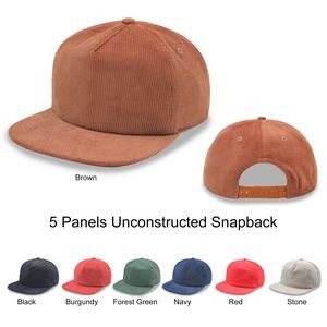 Low Profile 5 Panel Unstructured Flat Bill Snapback Floppy Hat