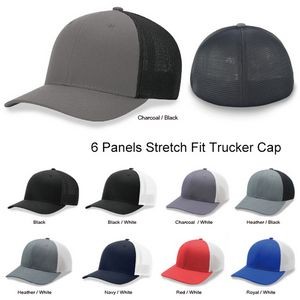 6 Panel Mesh Back Stretch Fit Style Trucker Cap