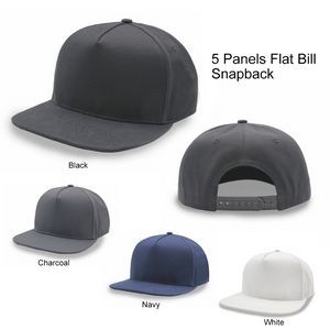 5 Panel Flat Bill Snapback Cap