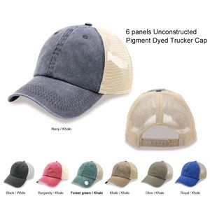 Pre washed Pigment Dyed Soft Mesh snapback trucker cap