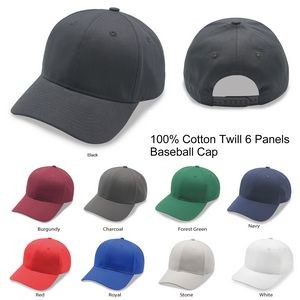 100% Cotton Twill Snap Back 6 Panel Baseball Cap