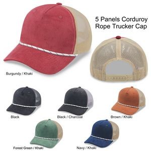 5 Panels Rope Trucker Cap Corduroy