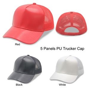 5 Panel PU Leather Trucker Cap