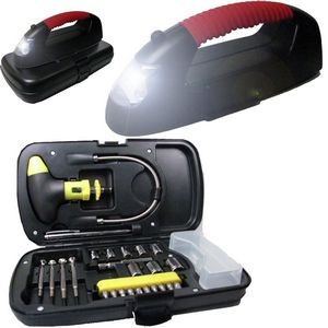 28 piece Tool Kit w/ Rechargeable Flashlight