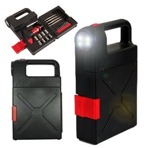 25 Piece Slim Portable Compact Tool Kit w/4 LED Flashlight