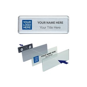 The Mighty Badge™ Name Badge Kit-White, Silver or Gold-PIN-Clear Insert Sheet (1" x 3")