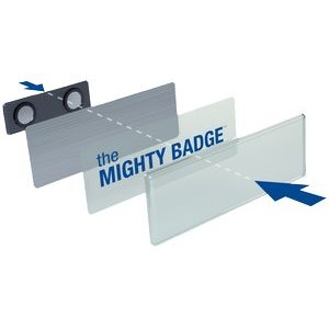 The Mighty Badge 50 Unit Kit, Silver 1 x 3, Magnet Fastener, For Laser Printer