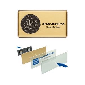 The Mighty Badge Name Badge Kit-White, Silver or Gold-PIN-Clear Insert Sheet (1.50