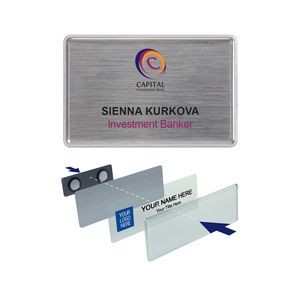 The Mighty Badge™ Name Badge Kit-White, Silver or Gold-PIN-Clear Insert Sheet (2.00" x 3.37")