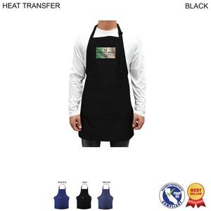 Domestic made Twill Bib Apron, 25x28, 2 Pockets, Adjust Neck, Heat Transfer Logo
