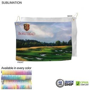 48Hr Quick Ship - Microfiber Suede Shammy Golf Towel, 12x18, Nofold Grommet and Hook