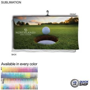 48 Hr Quick Ship - Oversized Golf Towel in Microfiber Terry, 30x60, with Black Hook, Sublimated