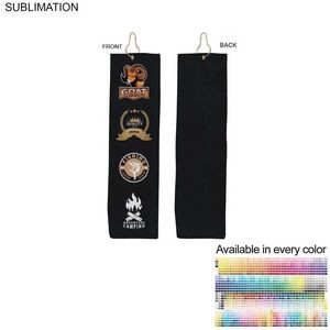 Colored Velour Terry Cotton Blend Golf Towel, Finished size 5x18, Trifold Grommet Hook, Sublimated