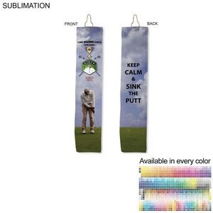 Plush Velour Terry Cotton blend Golf Towel, Finish size 6x25, Trifold Grommet and Hook, Sublimated