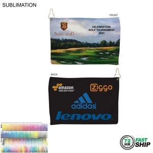 72 Hr Fast Ship - Microfiber Suede Golf Towel, 12x18, Nofold Grommet and Hook, Sublimated 2 sides
