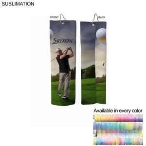 Microfiber Dri-Lite Terry Golf Towel, Finished size 5x18, Trifold Grommet & Hook, Sublimated