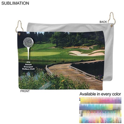 Microfiber Dri-Lite Terry Golf Towel, Finished size 12x18, Nofold Grommet & Hook, Sublimated