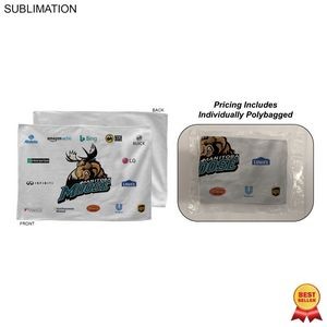 Individually Polybagged White Microfiber Dri-Lite Terry Sponsorship Rally Towel, 12x18, Sublimated