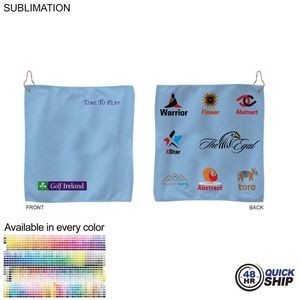 48 Hr Quick Ship - Colored Microfiber Dri-Lite Terry Golf Towel, 15x15, Nofold Grommet & Hook