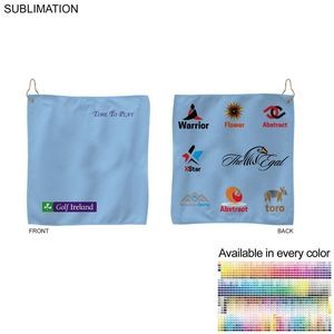 Colored Microfiber Dri-Lite Terry Golf Towel, 15x15, Nofold Grommet & Hook, Sublimated 2 sides