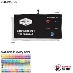24 Hr Express Ship - Oversized Golf Towel in Soft Velour Terry, 24x48, with Black Hook, Sublimated