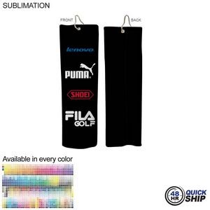 48Hr Quick Ship - Colored Microfiber Suede Shammy Golf Towel, Finish size 5x18, Trifold, Sublimated