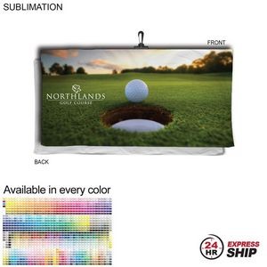 24 Hr Express Ship - Oversized Golf Towel in Microfiber Terry, 30x60, with Black Hook, Sublimated