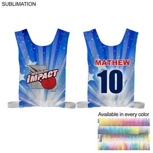 Domestic Made Athletic, Breathable Mesh Adult Sports Pinnie, Sublimated Front and Back