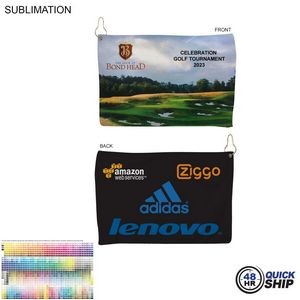 48Hr Quick Ship - Microfiber Suede Shammy Golf Towel, 12x18, Nofold Grommet and Hook, Sublimated
