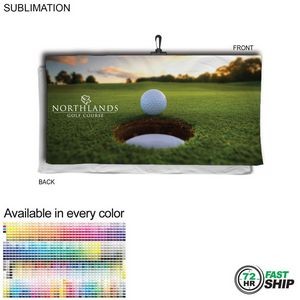 72 Hr Fast Ship - Oversized Golf Towel in Microfiber Terry, 30x60, with Black Hook, Sublimated