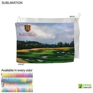 Microfiber Suede Shammy Golf Towel, 12x18, Nofold Grommet and Hook, Sublimated Edge to Edge 1 side