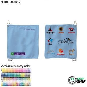 72 Hr Fast Ship - Colored Microfiber Dri-Lite Terry Golf Towel, 15x15, Nofold Grommet & Hook