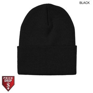 Knit Beanie Toque with 3" Cuff, Stocked in Black Color, Blank Only, BEST SELLER