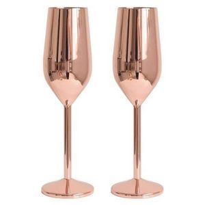 8 oz Rose Golden Stainless Steel Champagne Flute
