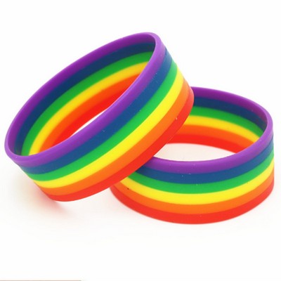 One Inch Wide Rainbow Silicone Bracelet