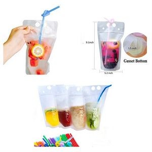 Stand-Up Drinking Pouch w/Straw