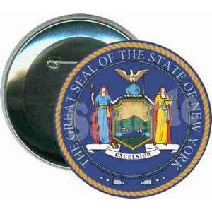 States - The Great Seal of New York - 3 Inch Round Button