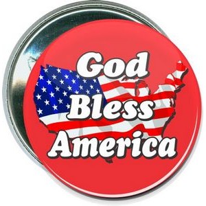 Military - God Bless America - 2 1/4 Inch Round Button