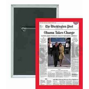 Political - Washington Post, Obama Takes Charge - 2 X 3 Inch Rect. Button